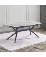 שולחן אוכל אבן קרמית באורך 1.8 מ' נפתח ל- 2.4 מטר דגם חץ בגוון אפור מבריק