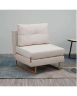 כורסא נפתחת למיטה מרופדת בד קורדרוי דגם לילך בגוון קרם