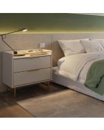 שידת לילה מעוצבת דגם לורין בגוון אופוייט וזהב