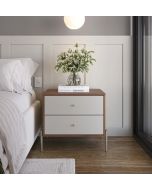 שידת לילה בגוון קנילה ואופוייט דגם אמבר