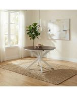 שולחן אוכל עגול נפתח 1.2-2 מטר  דגם טנריף-אגוז עם רגל לבנה